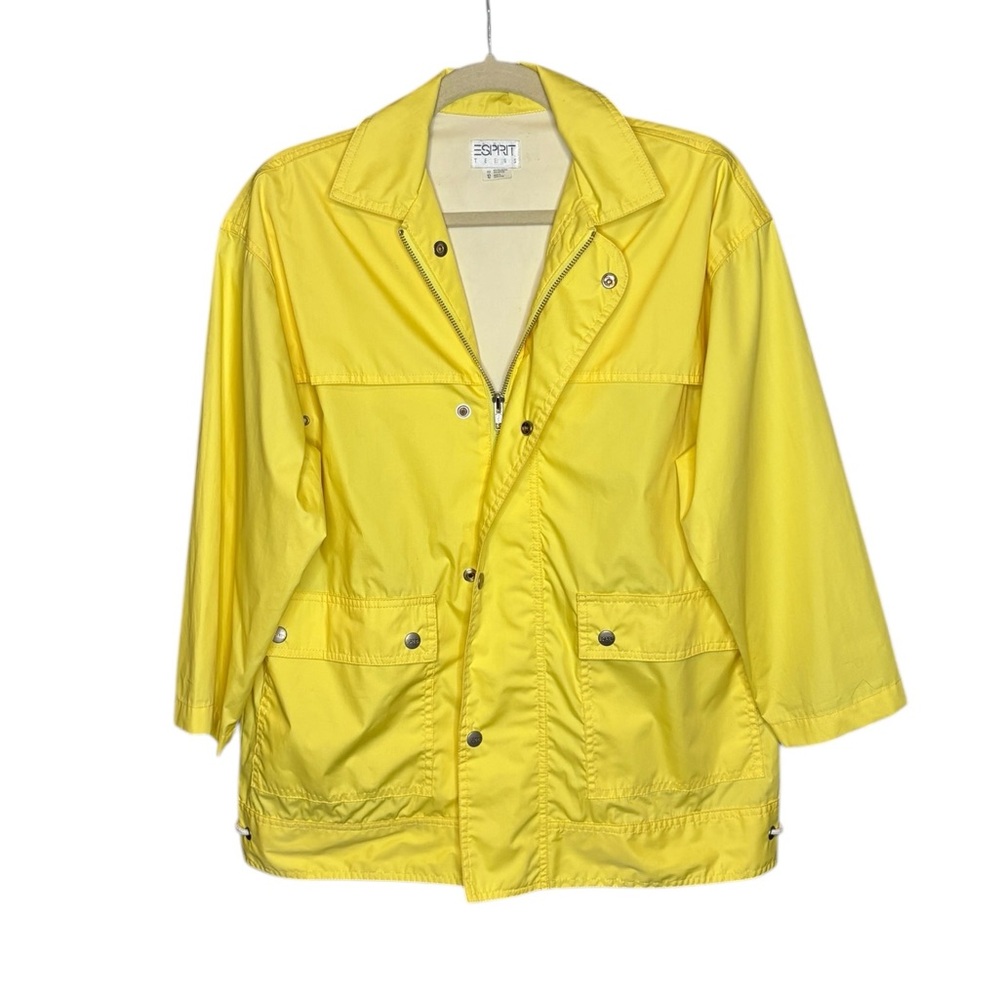 Esprit Teen Vintage‎ 80’s Rain Jacket Size Age 12 Youth Yellow Nautical Logo